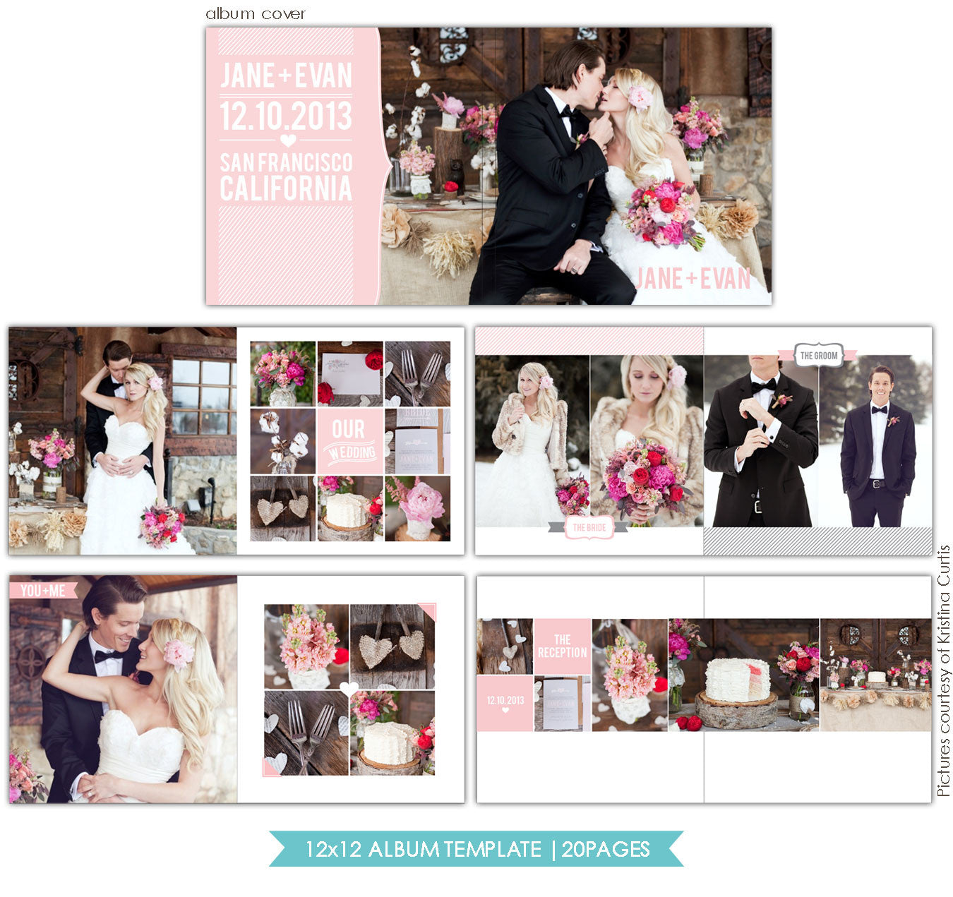 Wedding Album Template, 10x10 and 12x12 Wedding Photobook