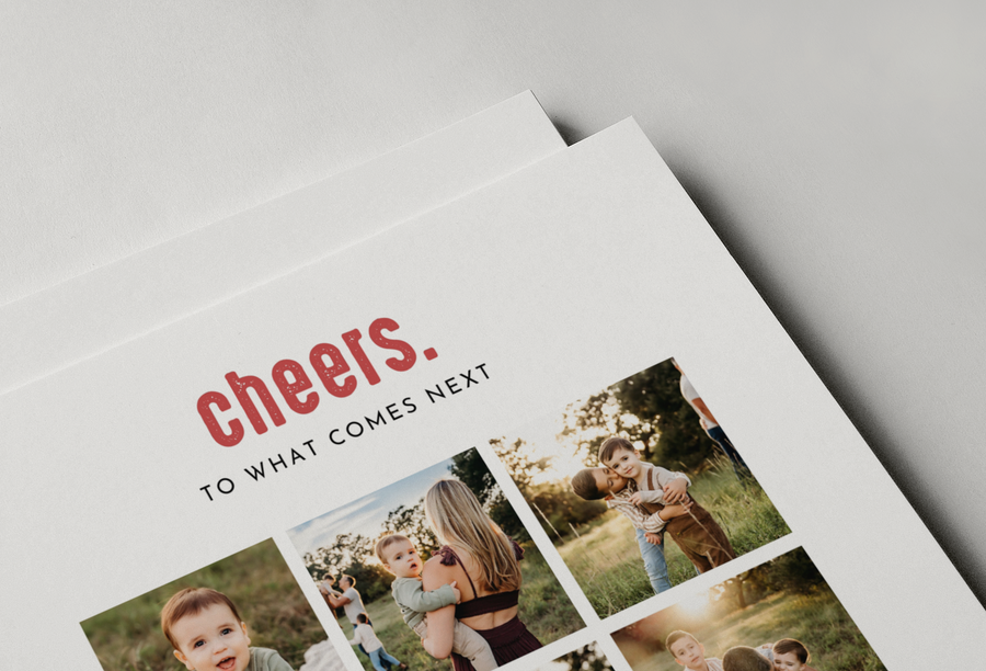 Cheers Photo Collage New Year Card Template for Canva - NG30