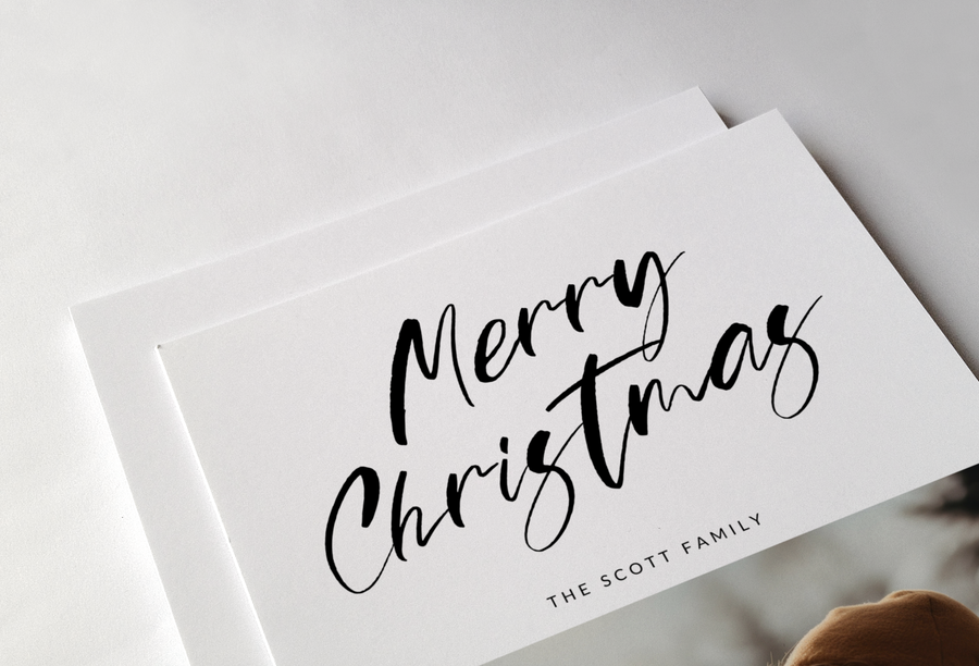 Merry Christmas Hand Script Card Template for Canva - NG15