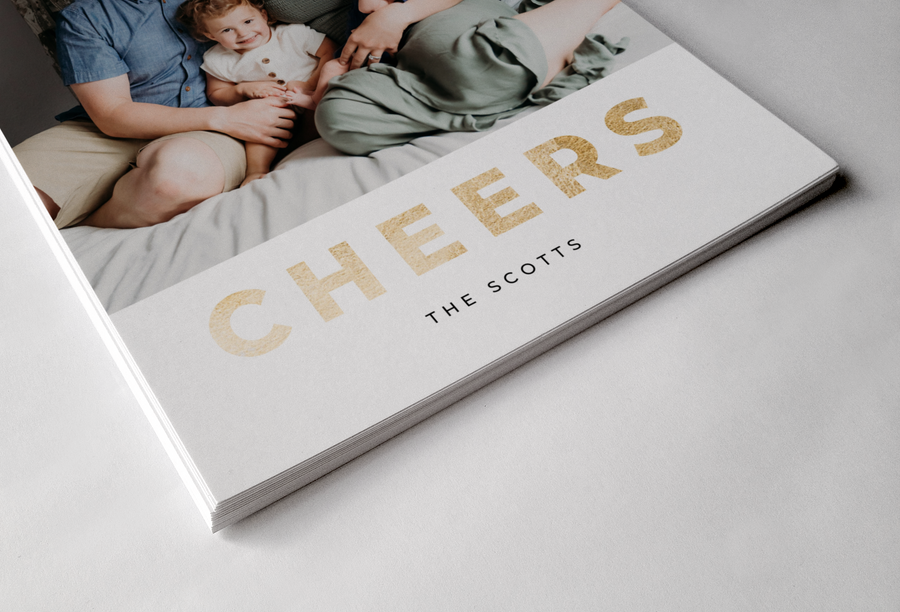 Cheers Minimalist New Year Photo Card Template for Canva - NG29