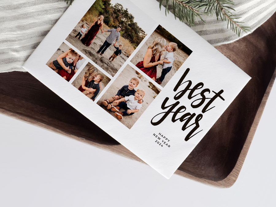 Minimalist New Year Photo Card Template for Canva - NG31