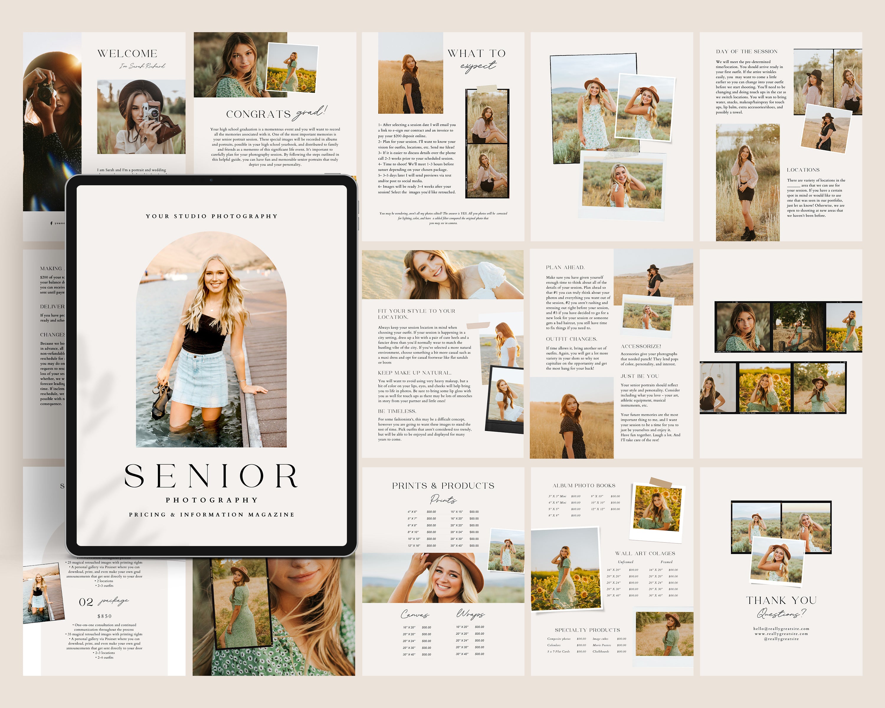 CANVA Senior Photography Style Guide Magazine Template, Graduation Pho ...