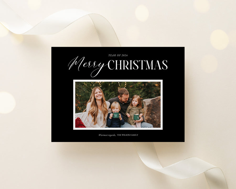 Merry Christmas Family Greeting Photo Card Template - CD528