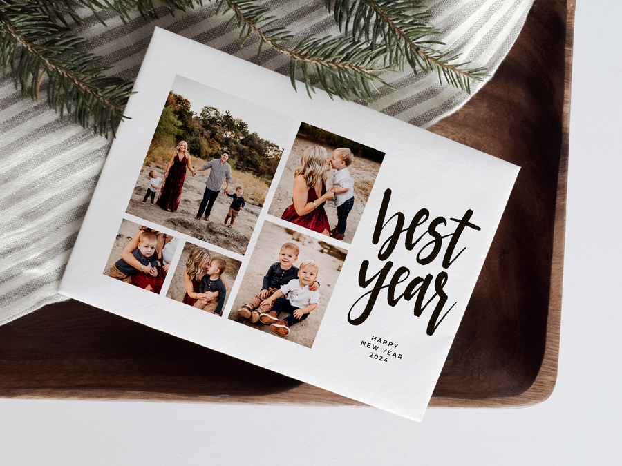 Minimalist New Year Photo Card Template for Canva - NG31