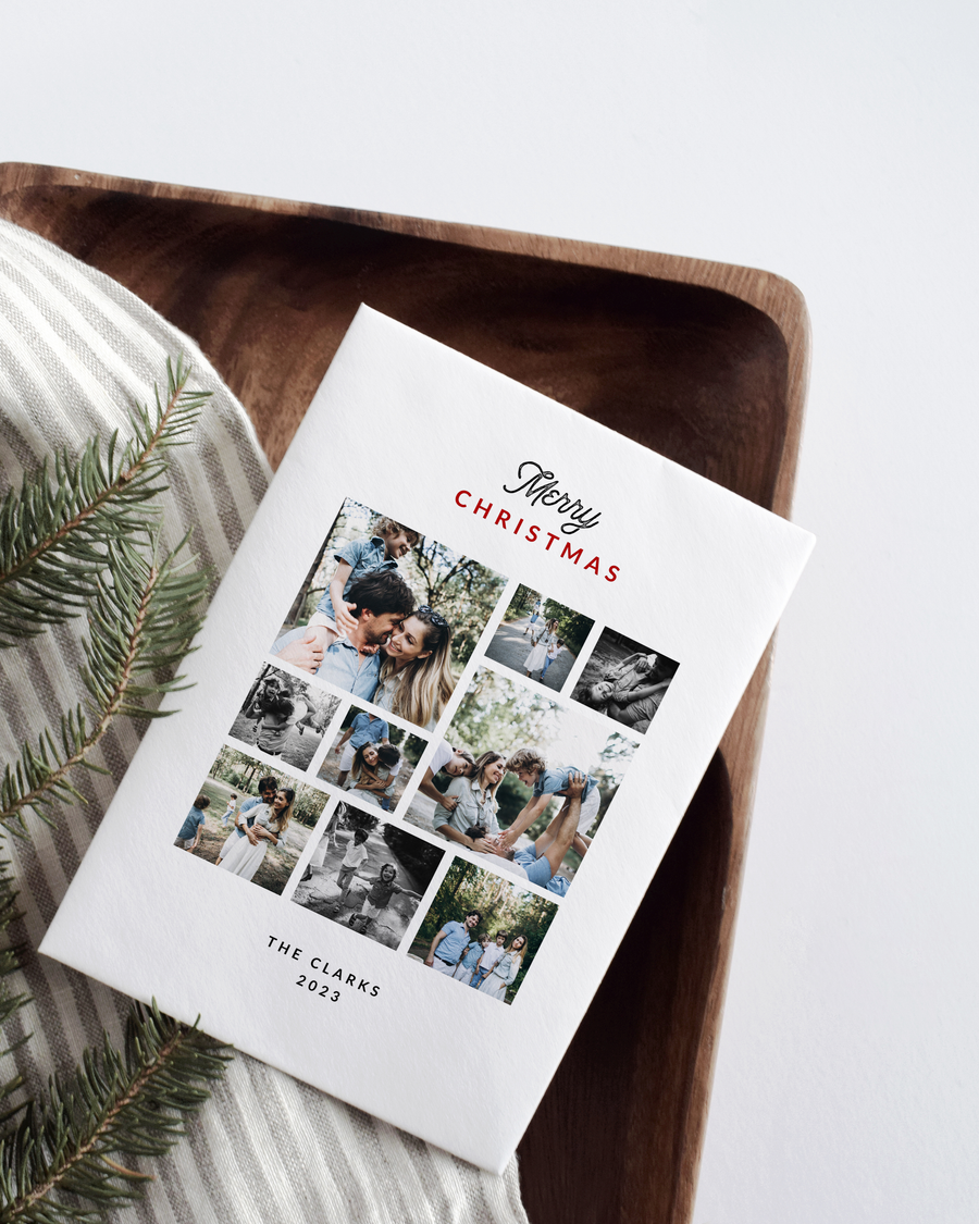 Photo Collage Christmas Card Template  for Canva - NG20