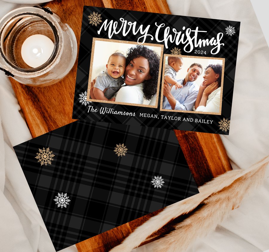 Plaid Christmas Card Template for Canva - TNPC124