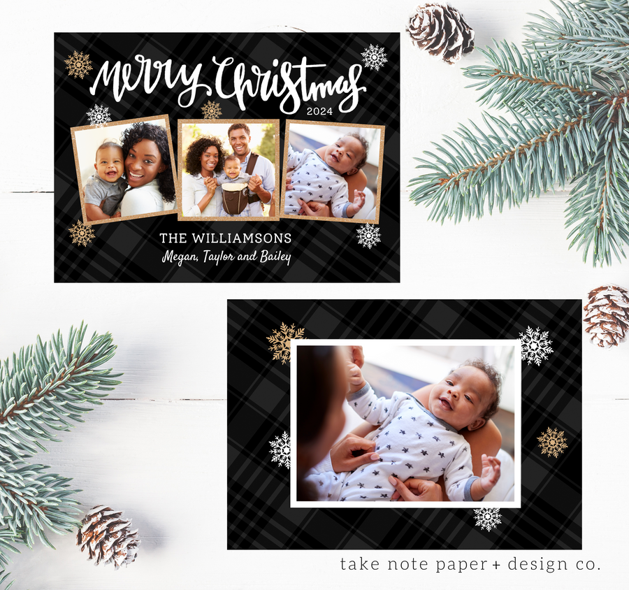 Plaid Christmas Card Template for Canva - TNPC124