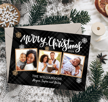 Plaid Christmas Card Template for Canva - TNPC124