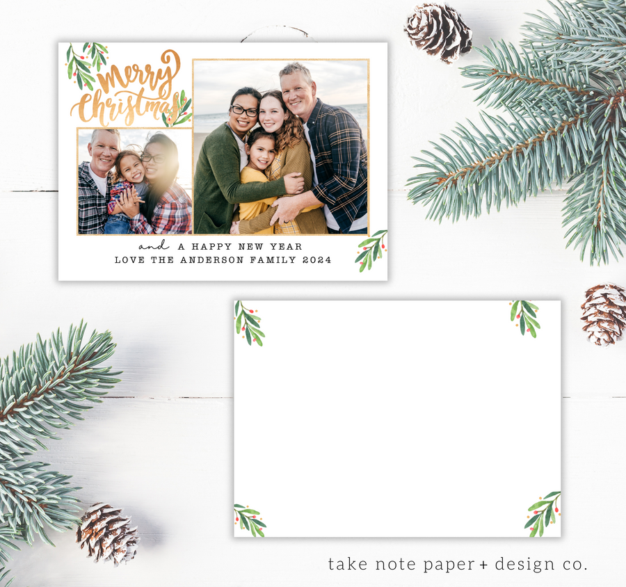 Golden Collage Christmas Card Template for Canva - TNPC134