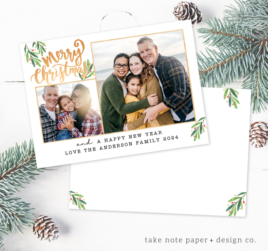 Golden Collage Christmas Card Template for Canva - TNPC134