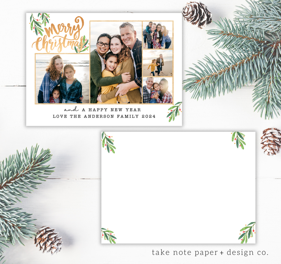 Golden Collage Christmas Card Template for Canva - TNPC134