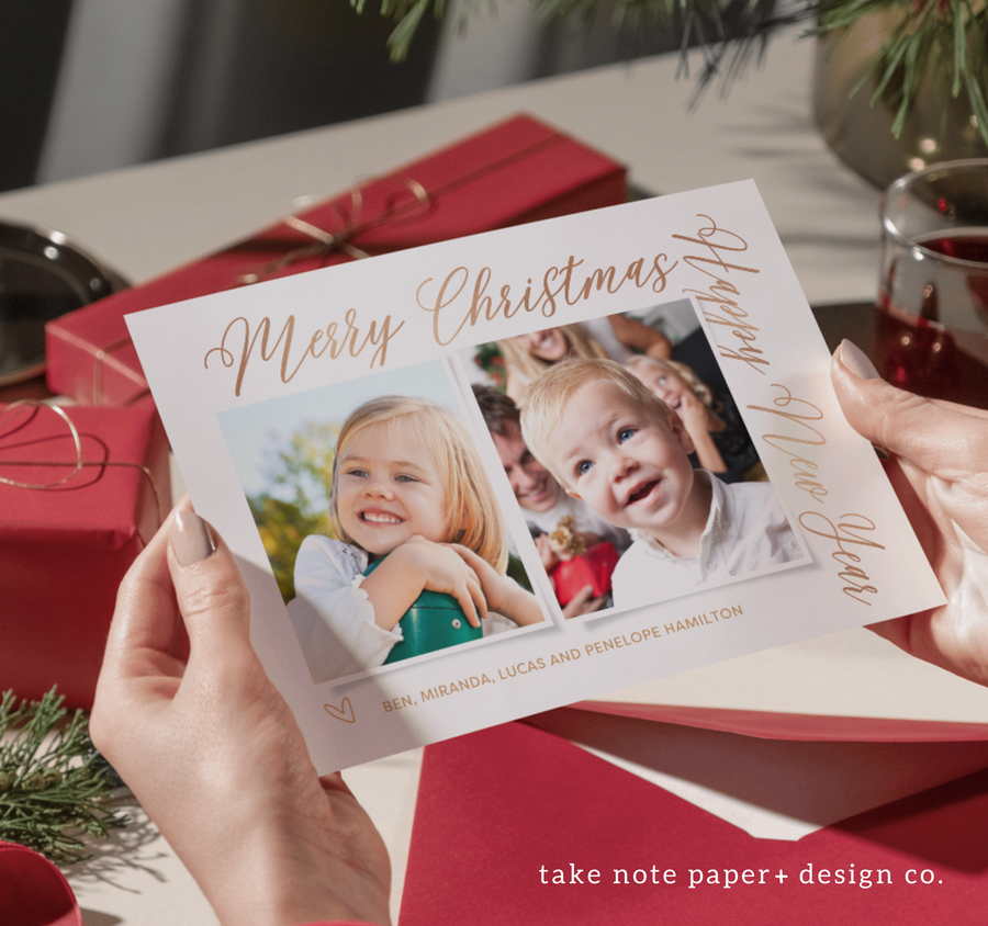 Elegant Frame Message Christmas Card Template for Canva - TNPC136