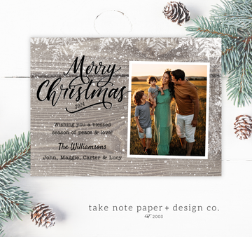 Rustic Snowfall Christmas Card Template for Canva - TNPC137