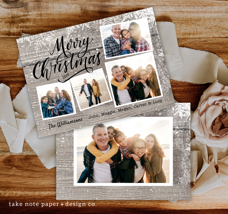 Rustic Snowfall Christmas Card Template for Canva - TNPC137