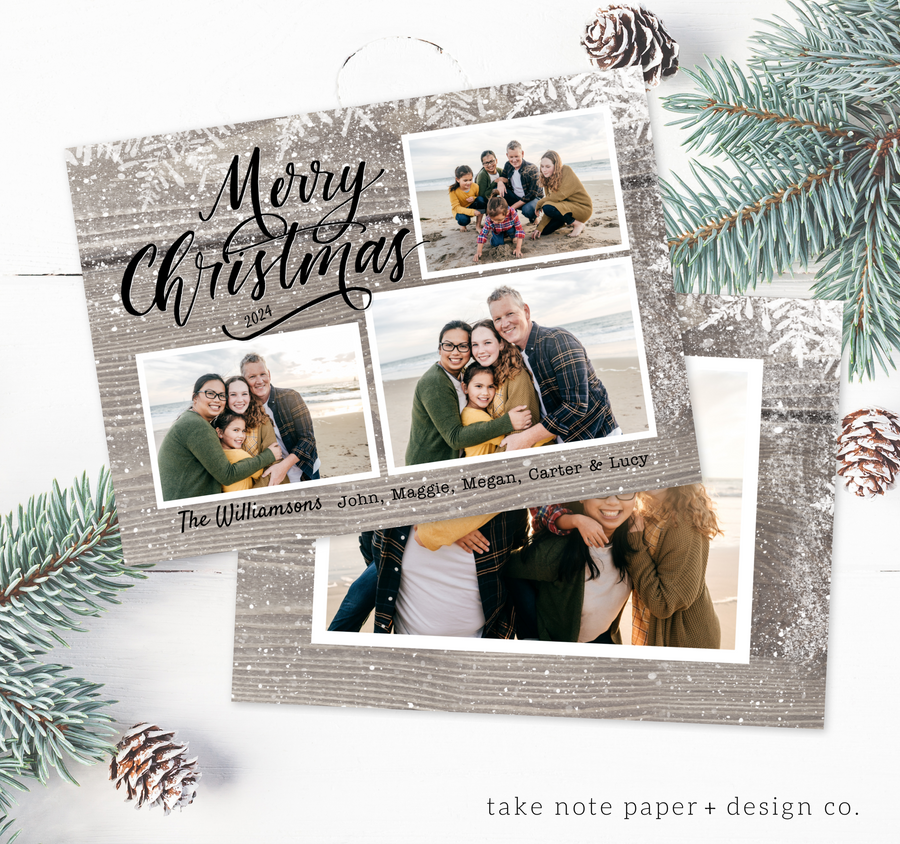 Rustic Snowfall Christmas Card Template for Canva - TNPC137