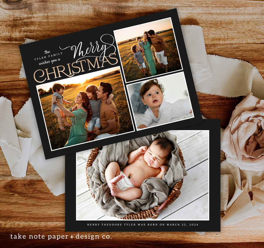 Simply Scripted Christmas Card Template for Canva - TNPC149