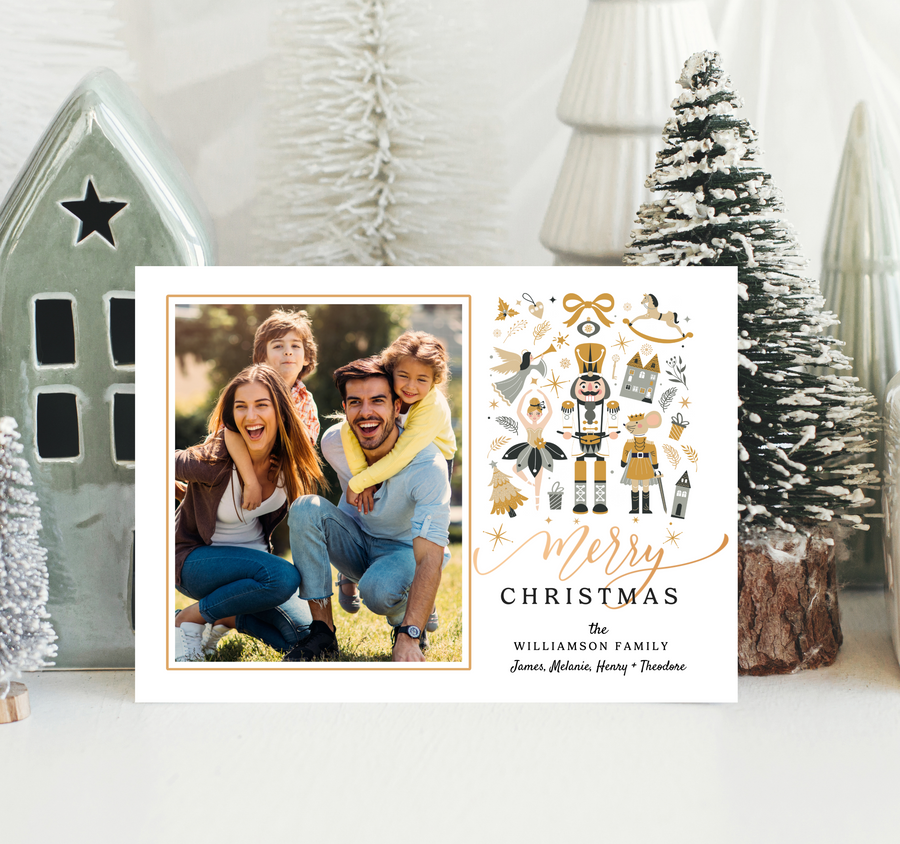 Nutcracker Gift Christmas Card Template for Canva - TNPC150