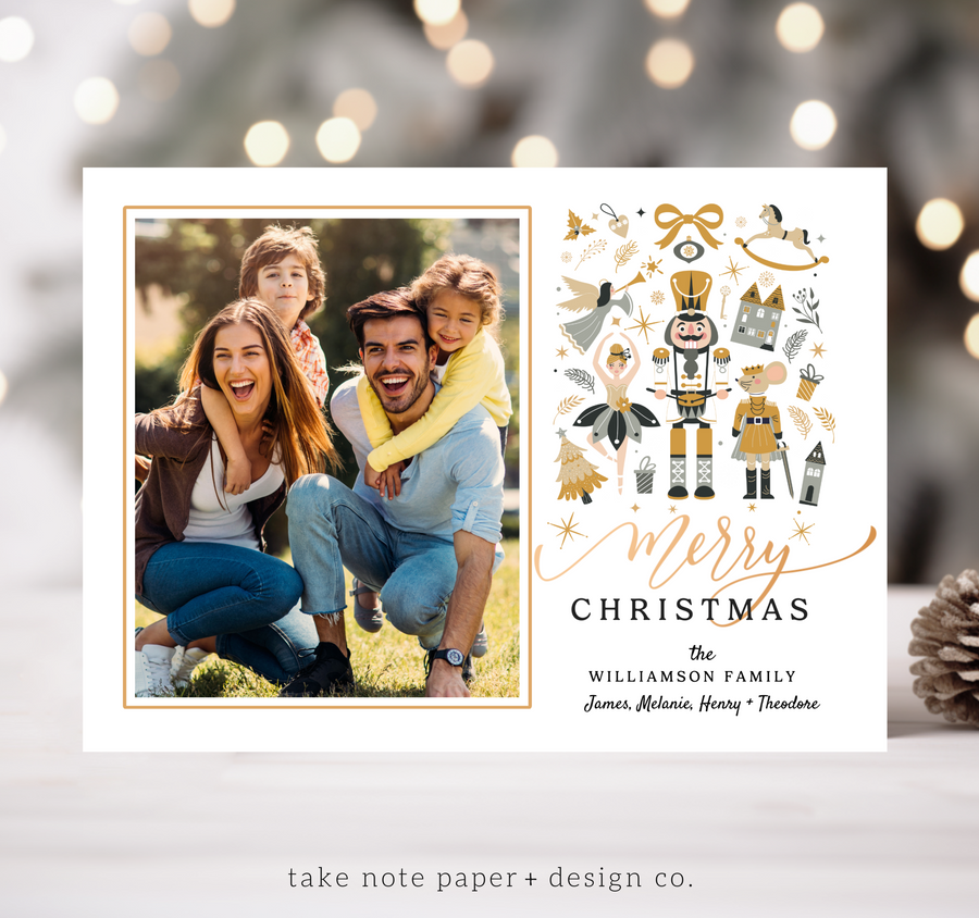 Nutcracker Gift Christmas Card Template for Canva - TNPC150