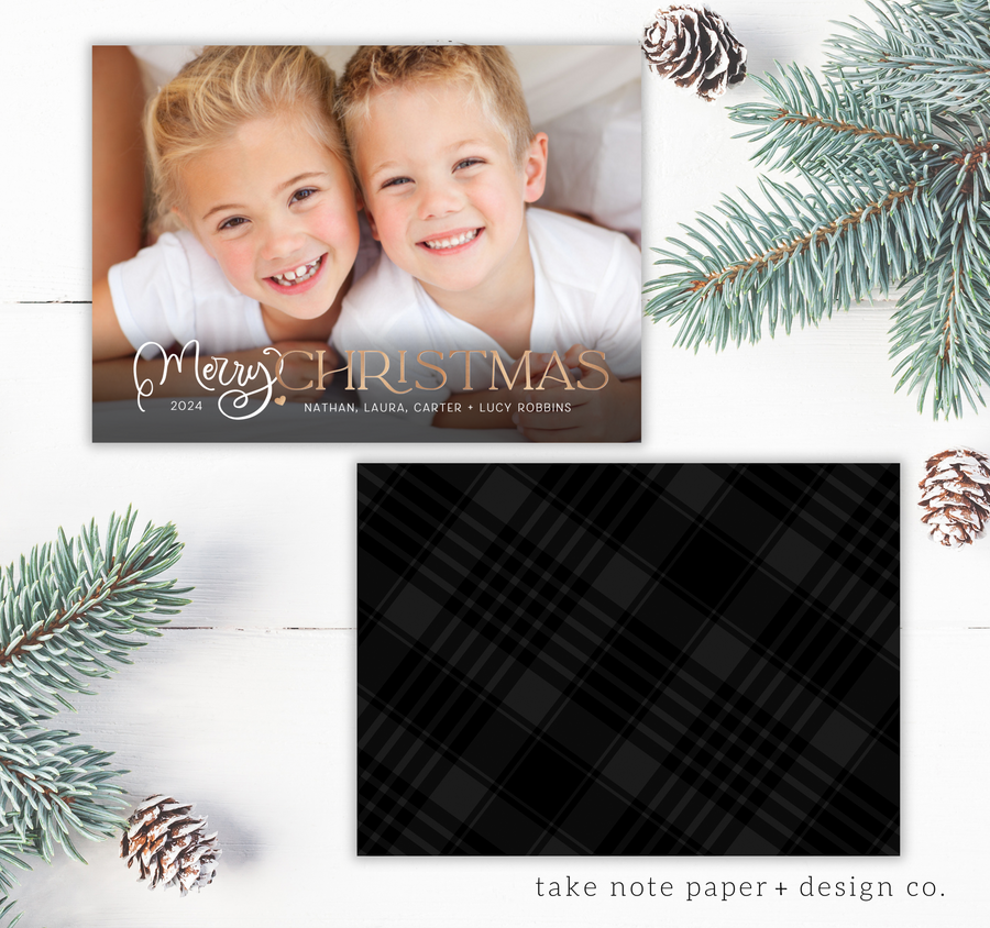 Script Merry Christmas Overlay Card Template for Canva - TNPC157