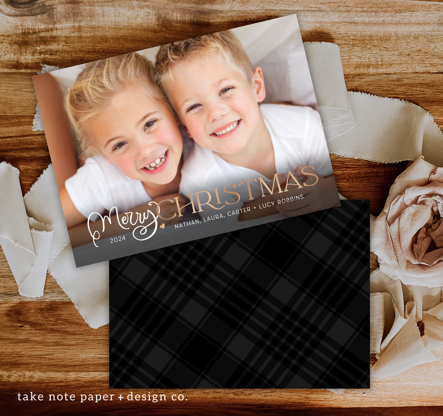 Script Merry Christmas Overlay Card Template for Canva - TNPC157