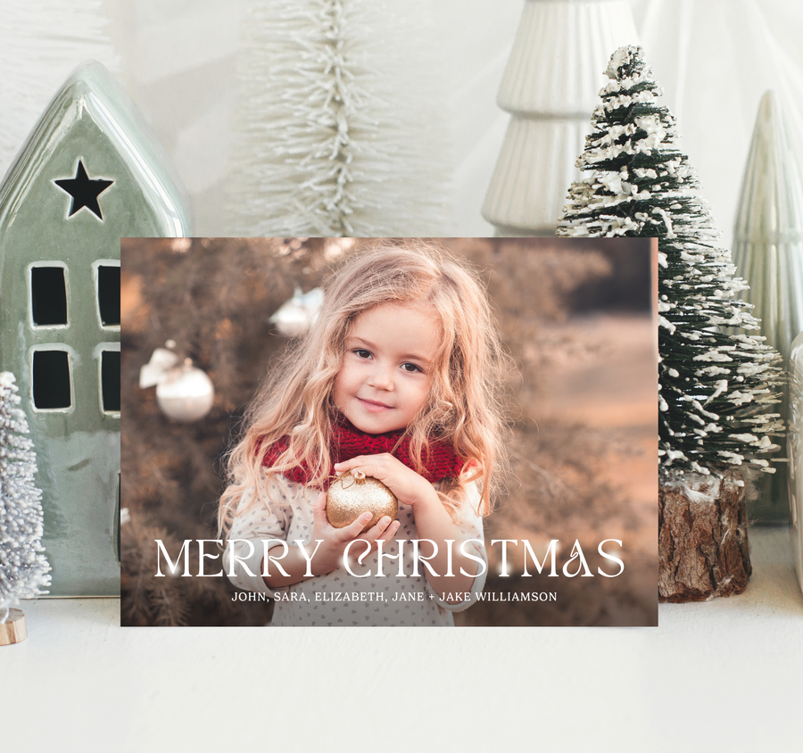 Merry Christmas Sparkle Overlay Christmas Card Template - TNPC160