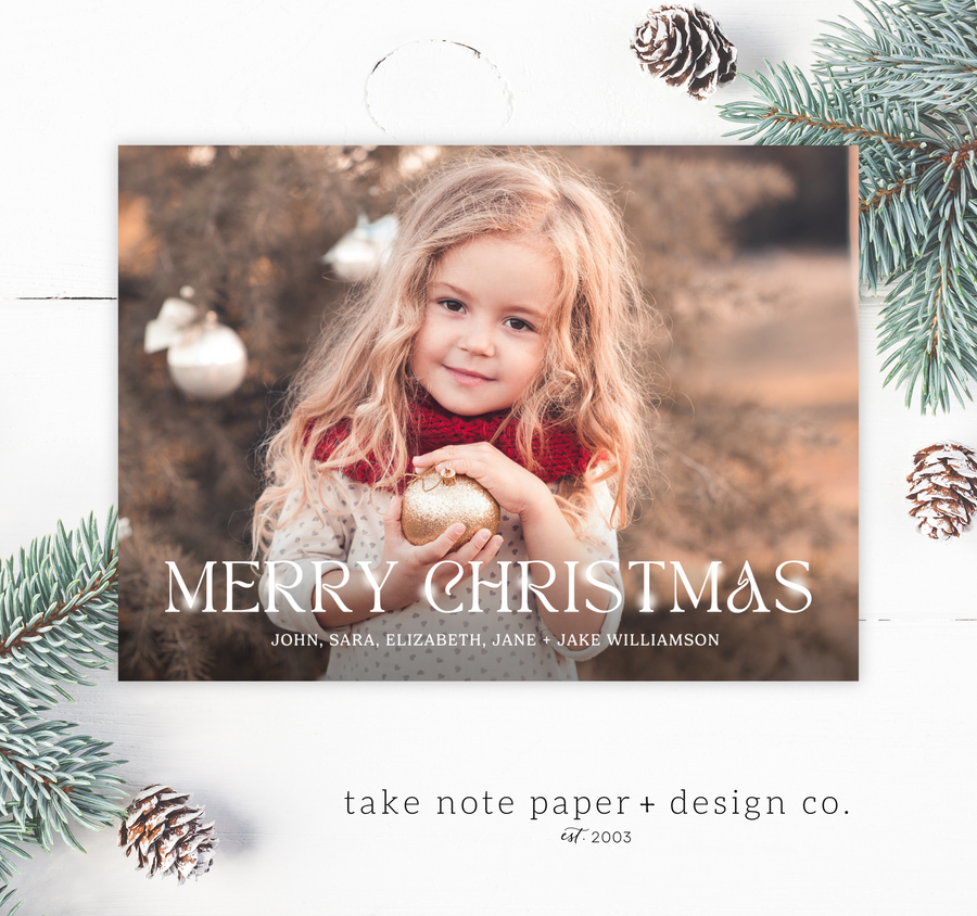 Merry Christmas Sparkle Overlay Christmas Card Template - TNPC160