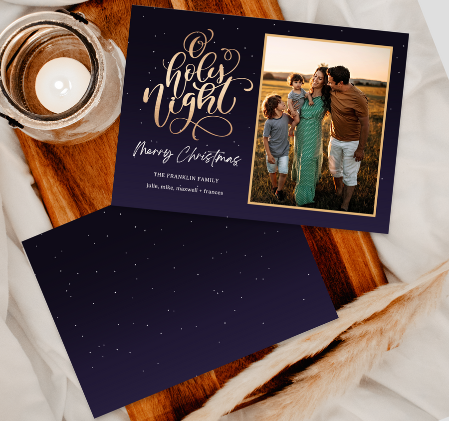 O Holy Night Night Sky Christmas Card Template for Canva - TNPC162