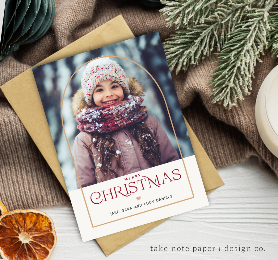 Golden Arch Overlay Christmas Card Template - TNPC165