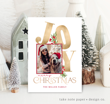 JOY Golden Arrangement Christmas Card Template - TNPC167