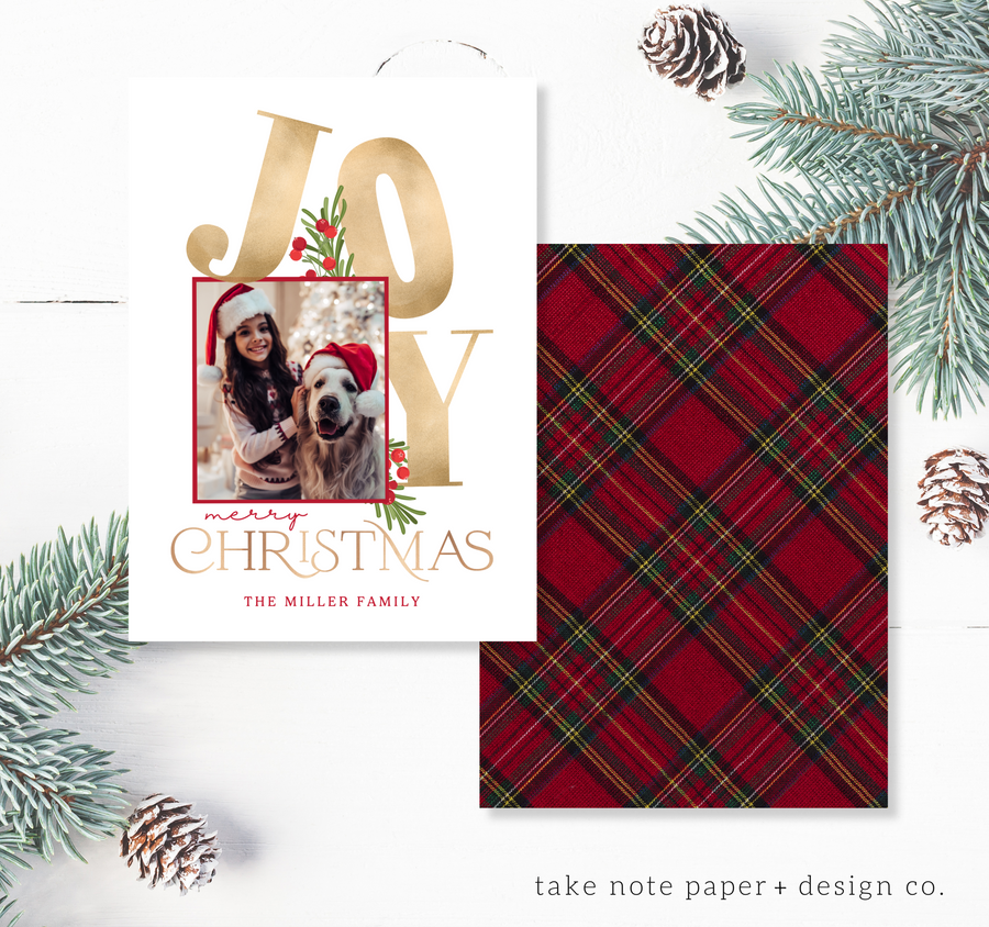 JOY Golden Arrangement Christmas Card Template - TNPC167