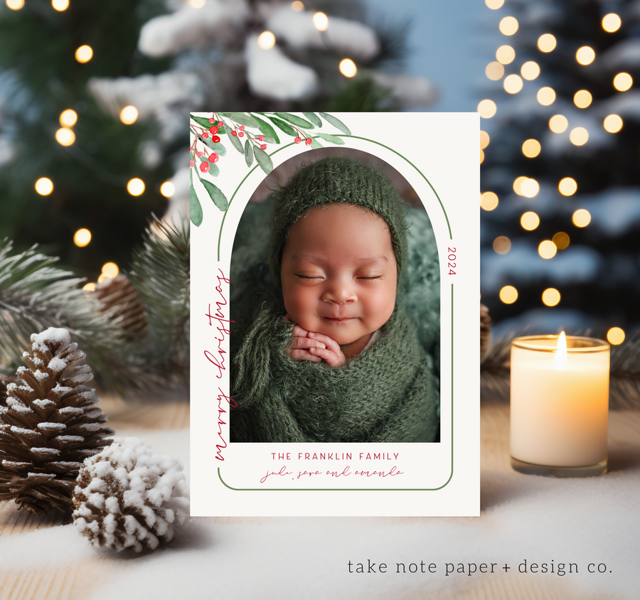 Arch Frame Christmas Card Template - TNPC168