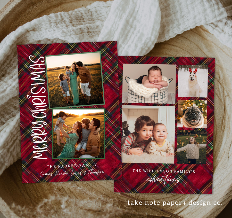 Festive Plaid Christmas Card Template - TNPC170