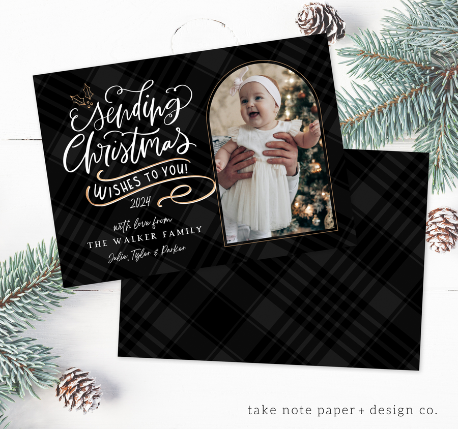 Sending Wishes Arch Christmas Card Template for Canva - TNPC171