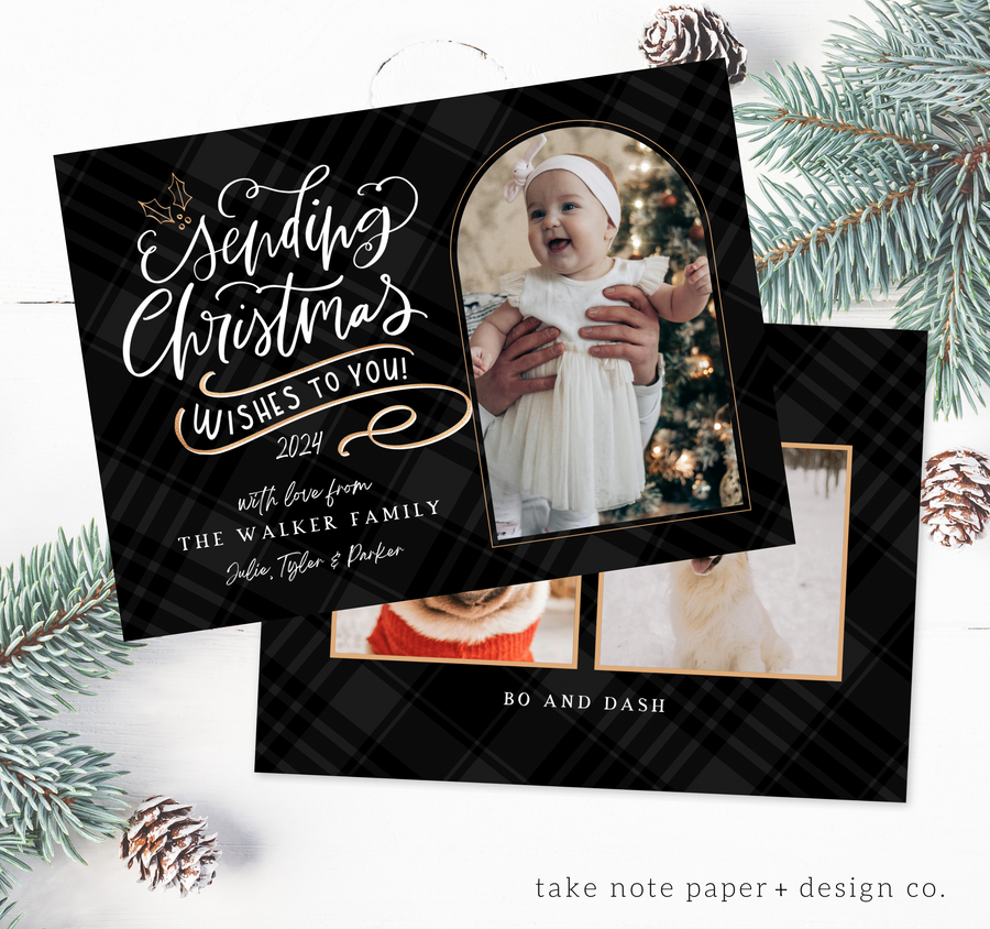 Sending Wishes Arch Christmas Card Template for Canva - TNPC171