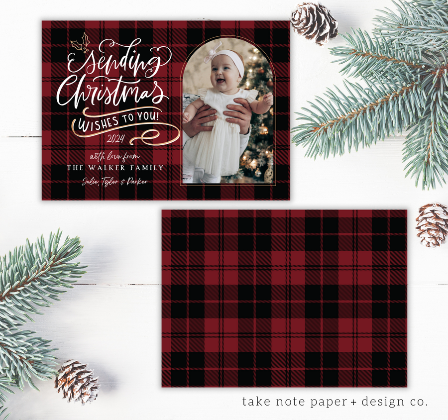 Sending Wishes Arch Christmas Card Template for Canva - TNPC171