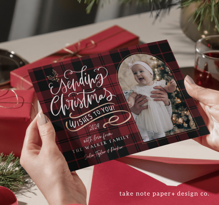 Sending Wishes Arch Christmas Card Template for Canva - TNPC171