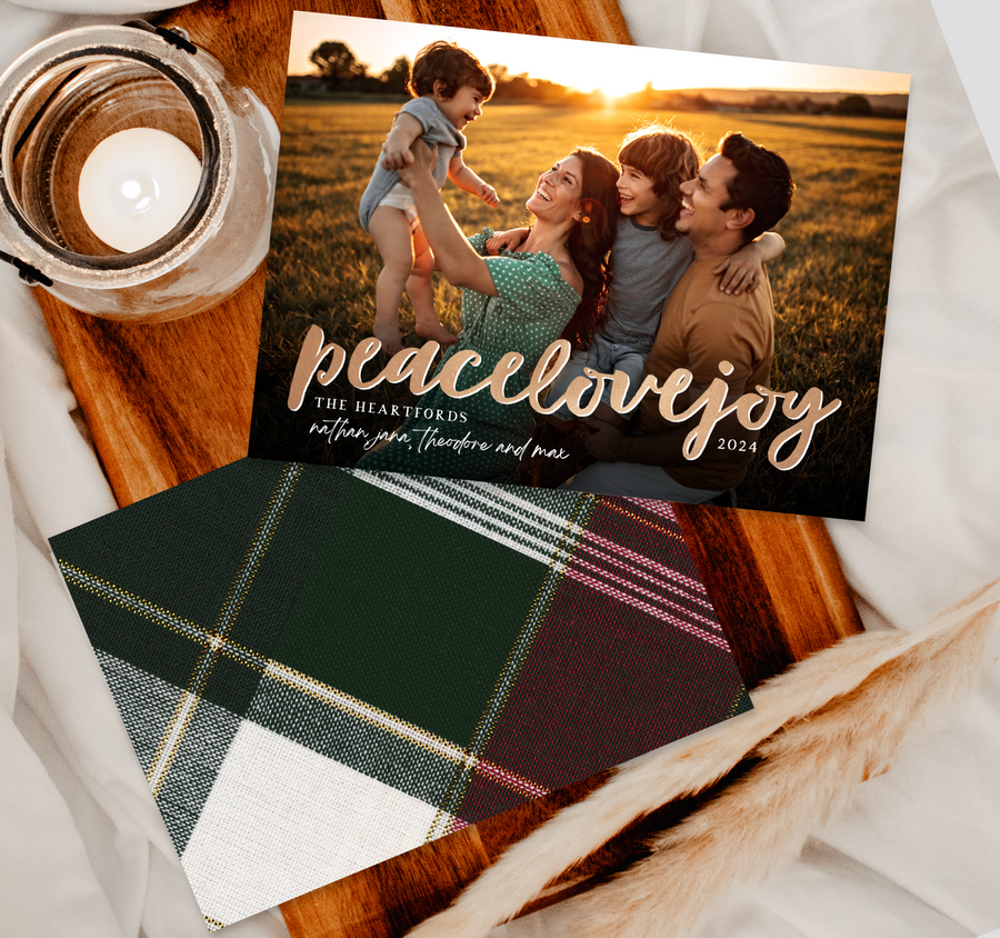 Peace Love Joy Christmas Card Template for Canva - TNPC172