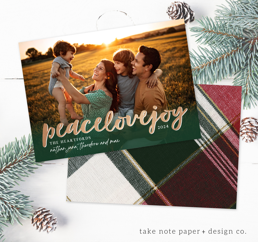 Peace Love Joy Christmas Card Template for Canva - TNPC172