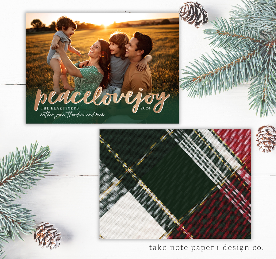 Peace Love Joy Christmas Card Template for Canva - TNPC172