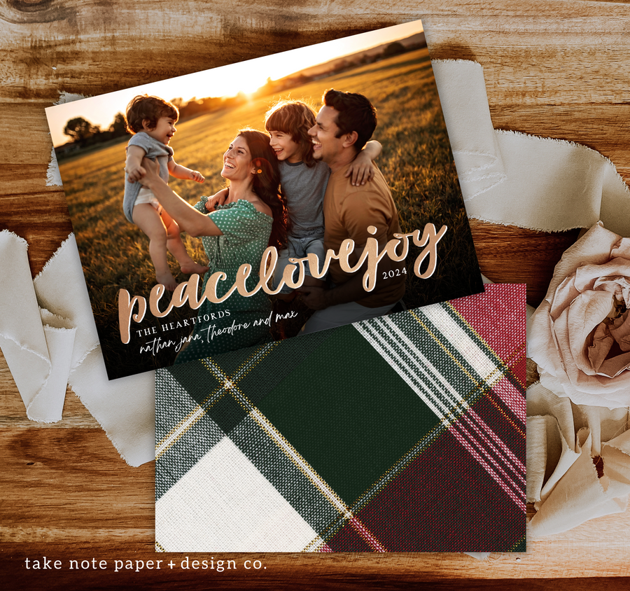 Peace Love Joy Christmas Card Template for Canva - TNPC172