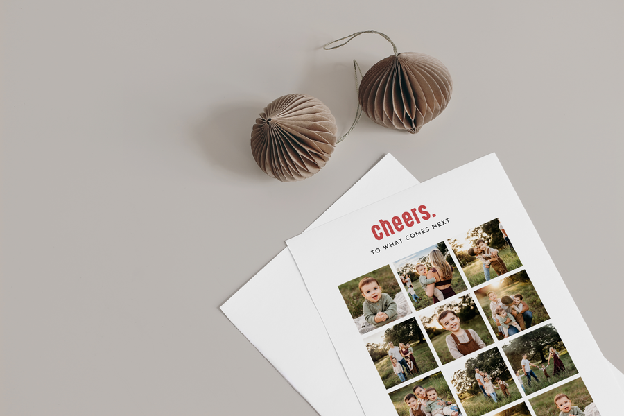 Cheers Photo Collage New Year Card Template for Canva - NG30