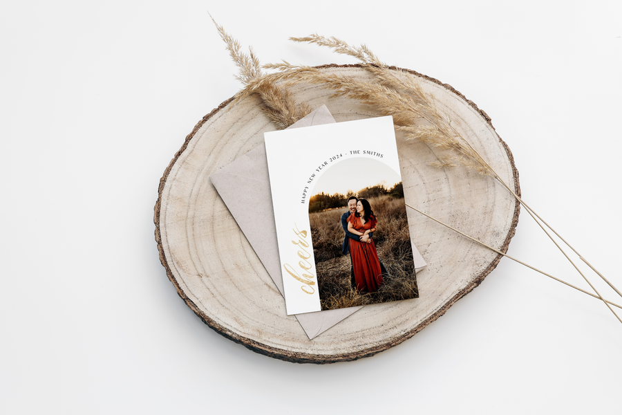 Minimalist Photo Arch New Year Card Template for Canva - NG28