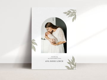 Newborn Announcement with Arch Template for Canva - NG36