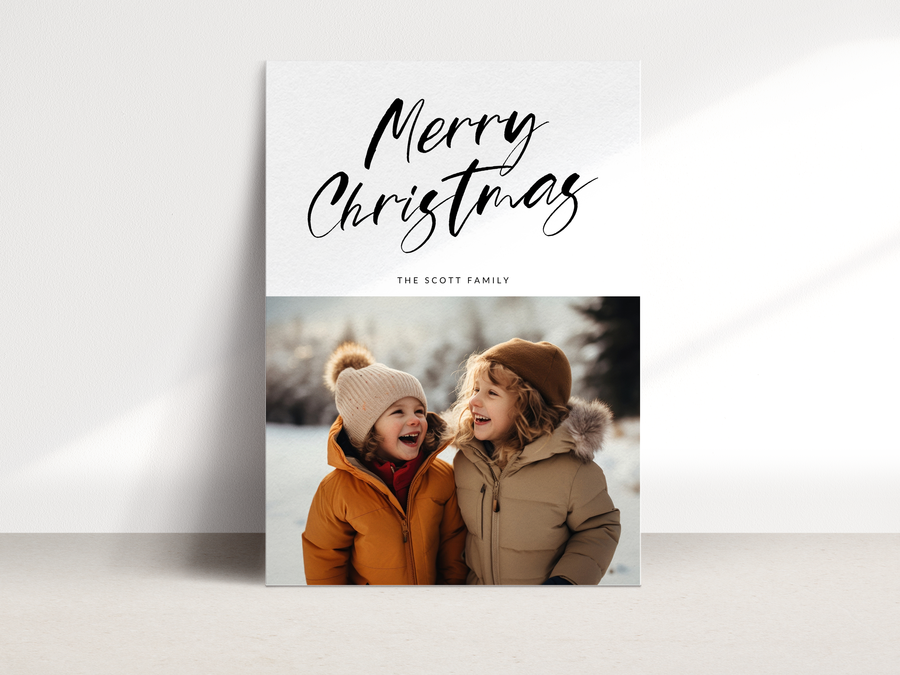 Merry Christmas Hand Script Card Template for Canva - NG15