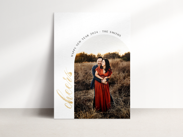 Minimalist Photo Arch New Year Card Template for Canva - NG28