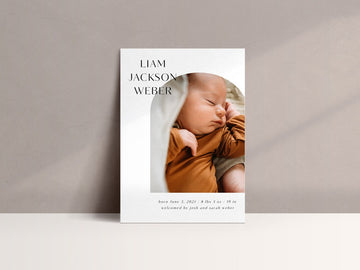 Birth Announcement with Arch Template for Canva - NG34