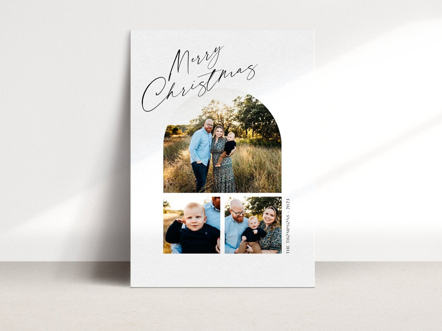 Digital Arch Photo Collage Christmas Card Template for Canva - NG07