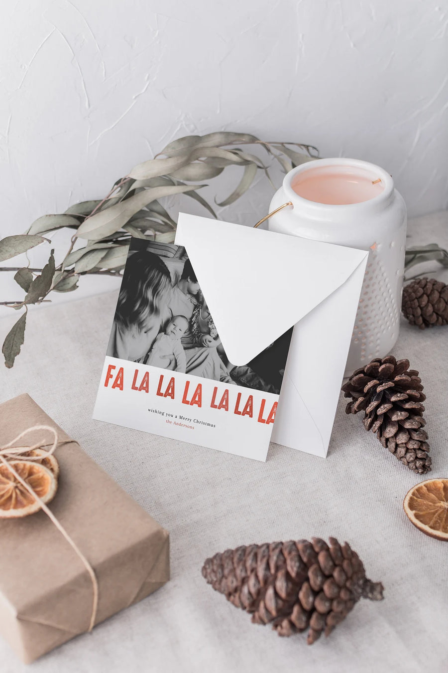 Digital Christmas Card Template Falalala Card for Canva - NG06