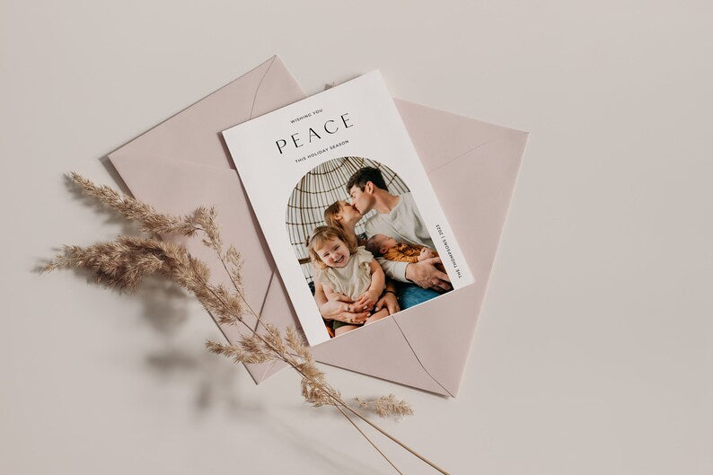 Peace Family Arch Photo Christmas Card Template for Canva - NG23