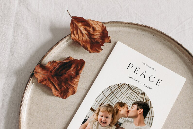 Peace Family Arch Photo Christmas Card Template for Canva - NG23